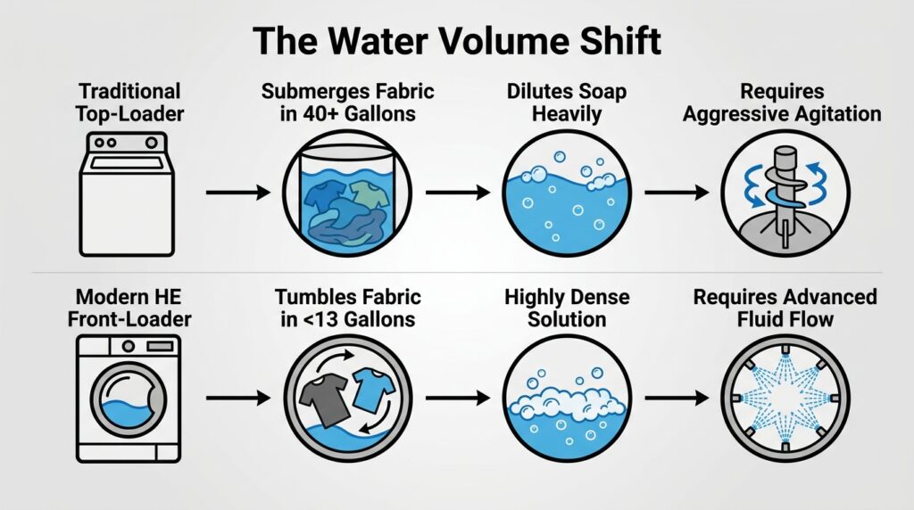 Does Your Washing Machine Type Affect Detergent Performance? the water volume shift