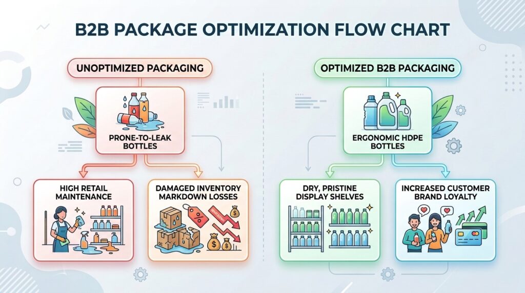 How To Stop Laundry Detergent Bottle Mess and Spills b2b package optimization