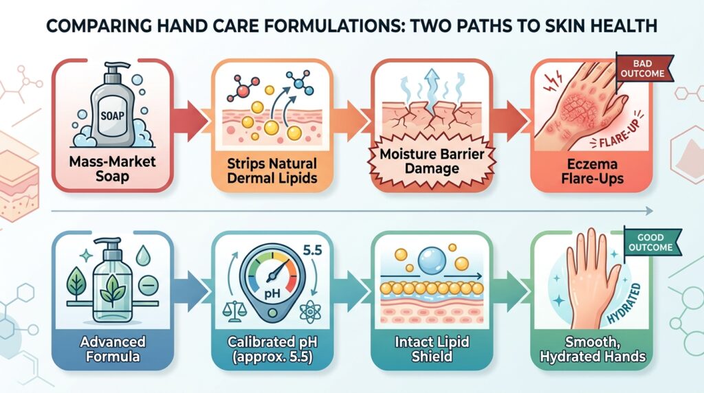 comparing hand care formulations