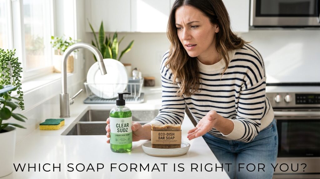 how to choose between bar and liquid dish soap