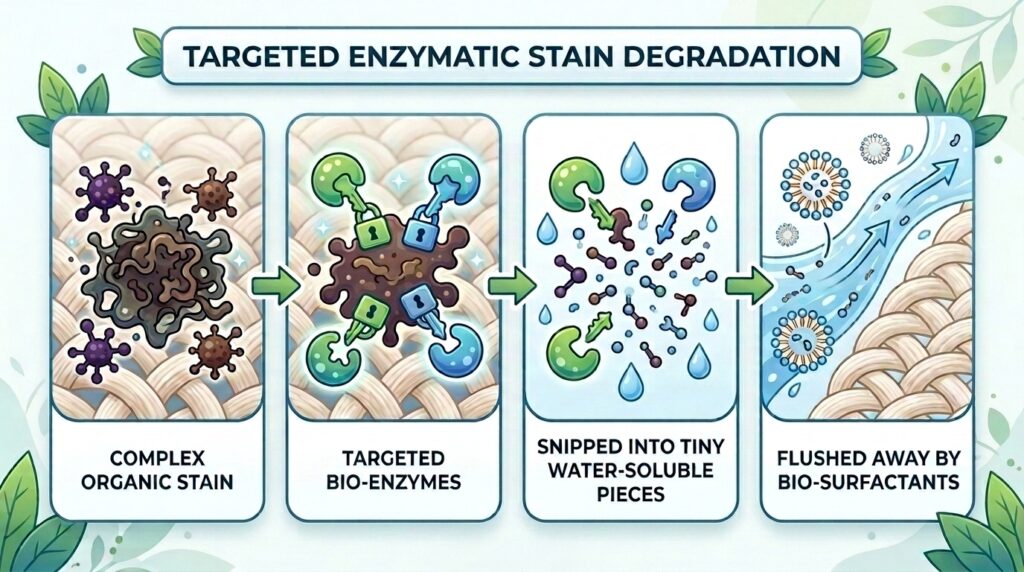 targeted enzymatic stain degradation