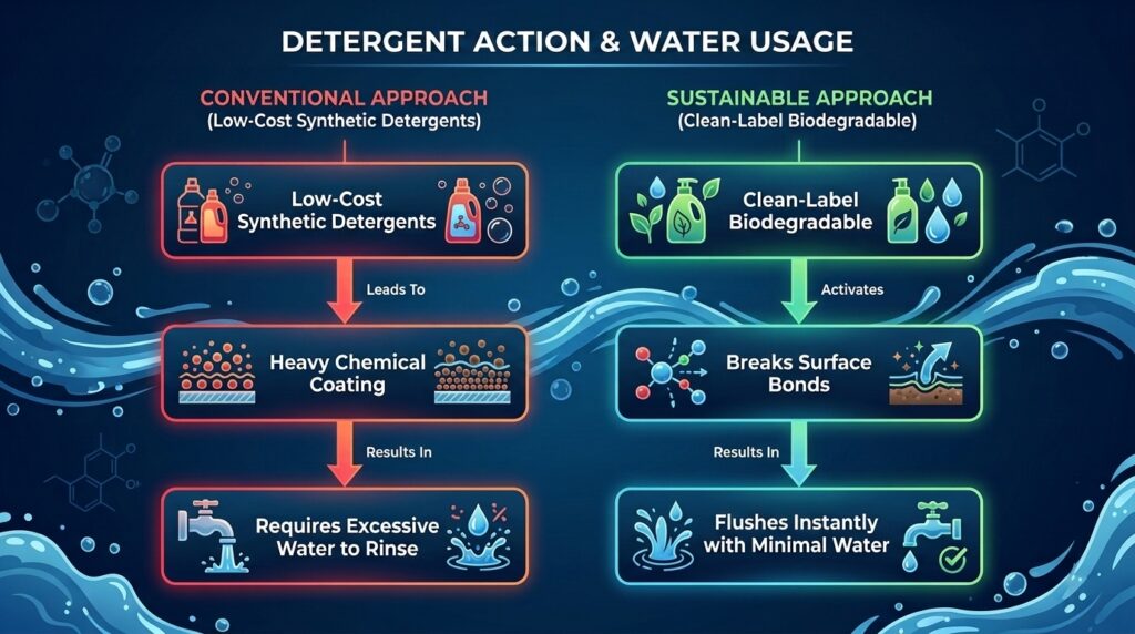 detergent action & water usage