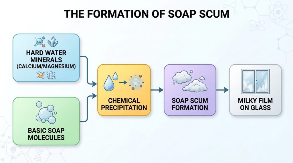 the formationi of soap scum